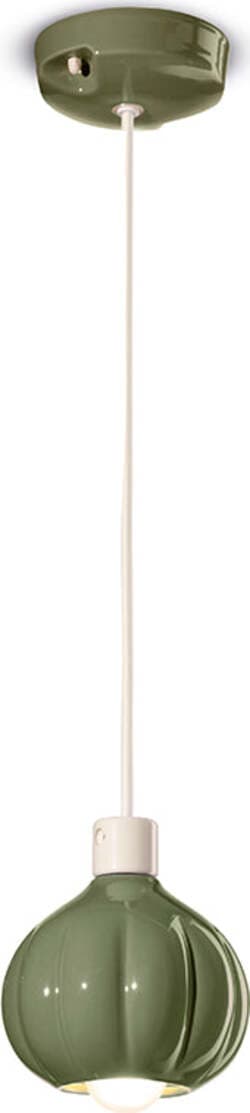 Lampadario-Vintage-Decò-Afoxe'-Alluminio-Ceramica-Verde-Salvia-1-Luce-E14