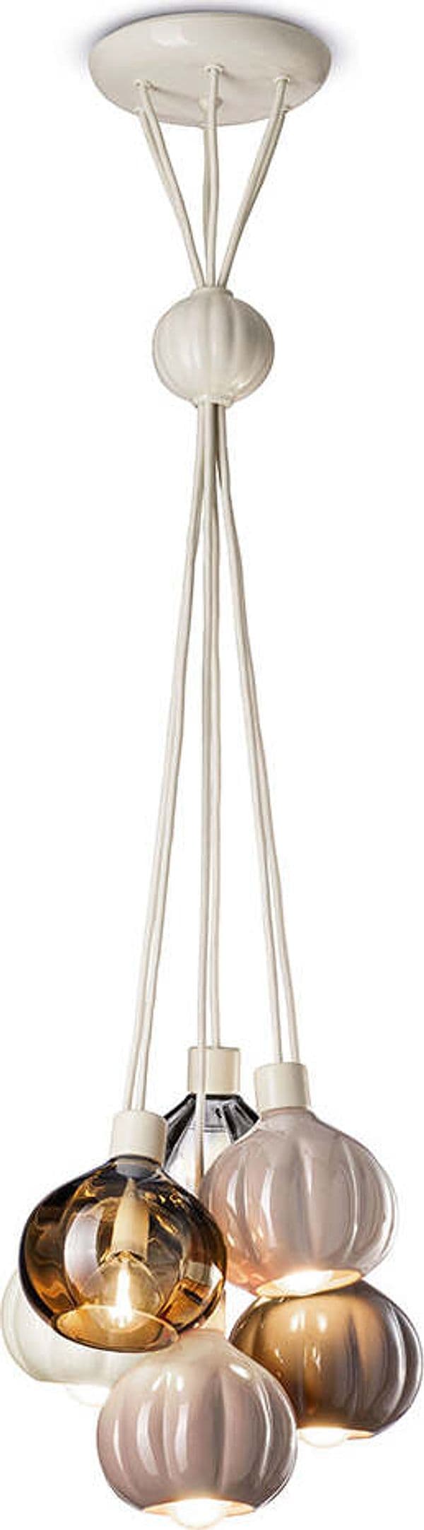 Lampadario-Vintage-Decò-Afoxe'-Alluminio-Ceramica-Vetro-Mix-6-Luci-E14