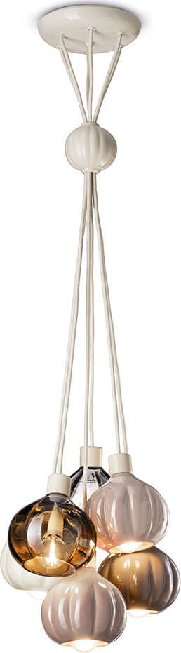 Lampadario-Vintage-Decò-Afoxe'-Alluminio-Ceramica-Vetro-Mix-6-Luci-E14