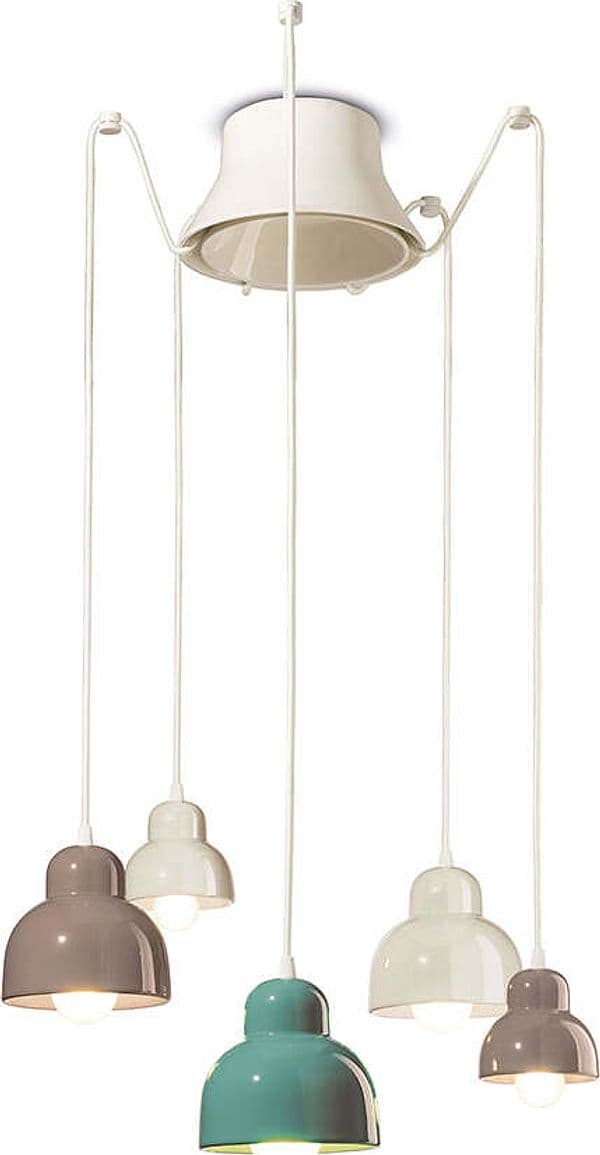 Lampadario-Vintage-Decò-Berimbau-Mix-Ceramica-3-Luci-E27