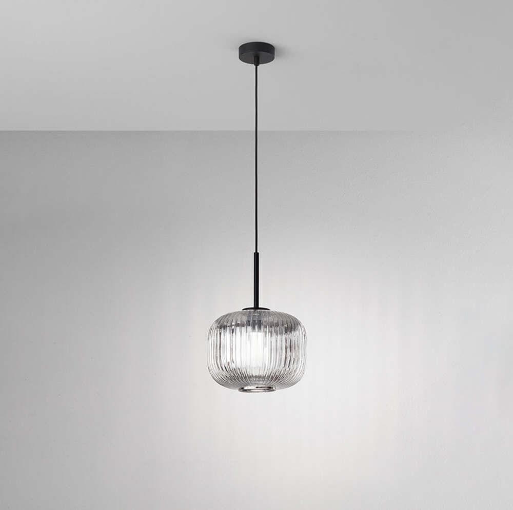 Lampadario-Vintage-Plisse'-Nero-1-Luce-E27-Ovale