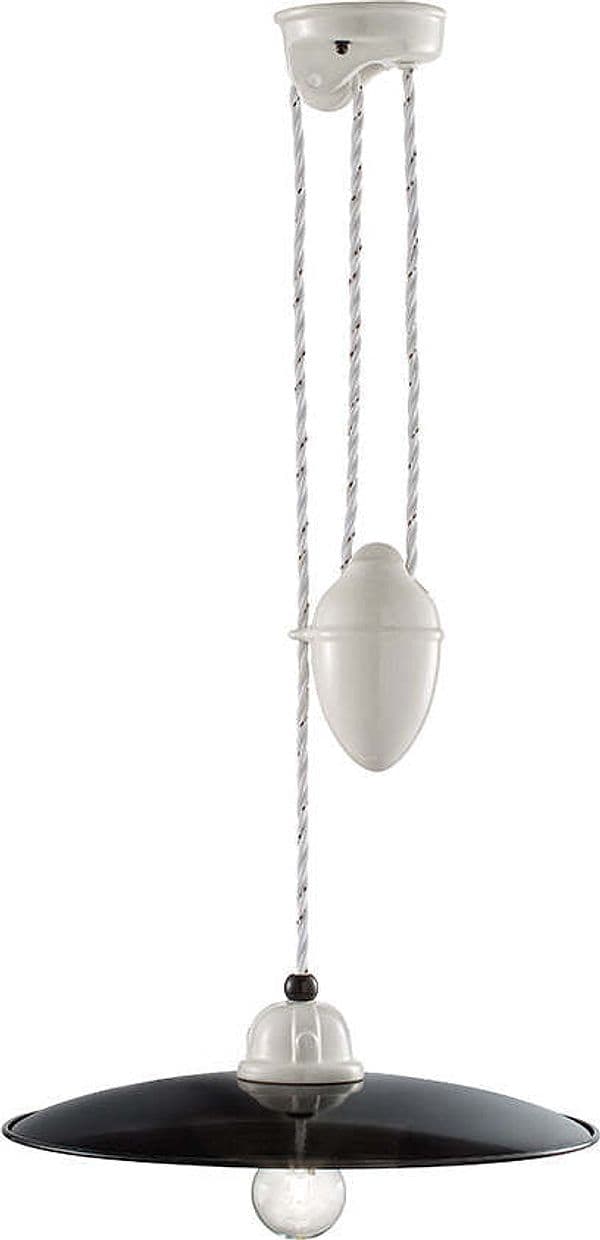 Lampadario-Vintage-Saliscendi-B&W-Metallo-Smaltato-Nero-E-Bianco-1-Luce-E27-35Cm