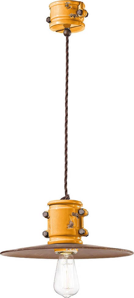 Lampadario-Vintage-Urban-Ferro-E-Ceramica-Giallo-1-Luce-E27-40Cm