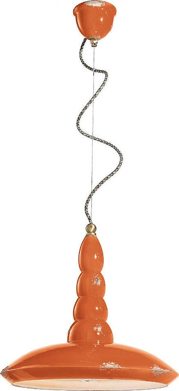 Lampadario-Vintage-Vague-Vintage-Ferro-E-Ceramica-Arancio-1-Luce-E27-40Cm