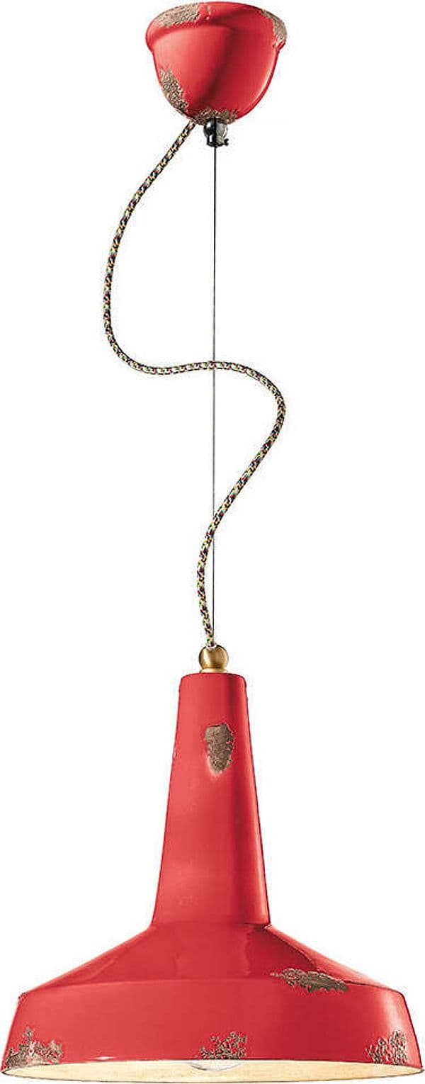 Lampadario-Vintage-Vague-Vintage-Ferro-E-Ceramica-Rosso-1-Luce-E27-35Cm