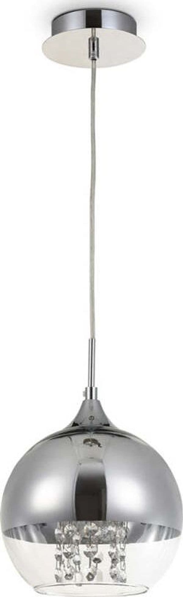 Lampadaro-Contemporaneo-Fermi-Metallo-Nichel-1-Luce-Diffusore-Vetro-Trasparente