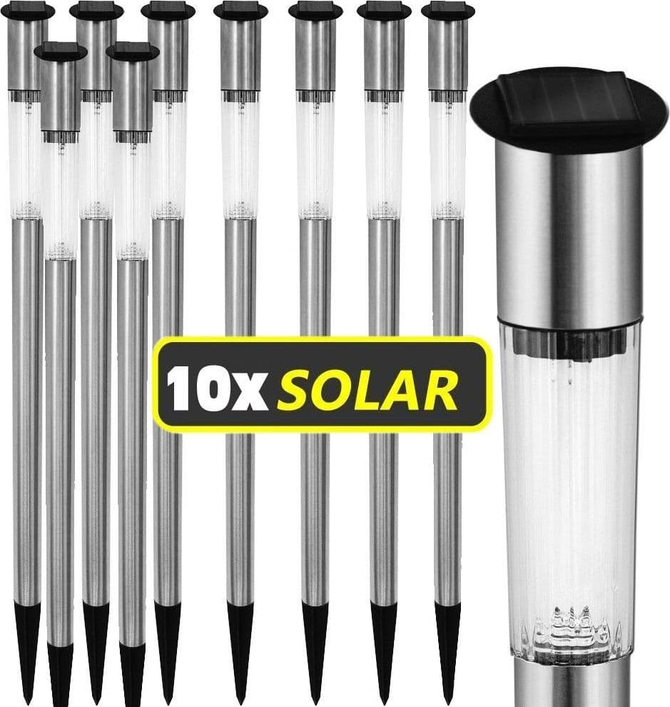 10 LAMPADE DA GIARDINO RICARICA SOLARE IN ACCIAIO INOSSIDABILE TECNOLOGIA A LED Illuminazione/Illuminazione per esterni/Luci per sentieri Trade Shop italia - Napoli, Commerciovirtuoso.it
