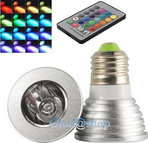 Lampadina-1-Led-Rgb-E27-Faretto-3w-Luce-Multicolori-Effetti-Strobo-Telecomando-Each