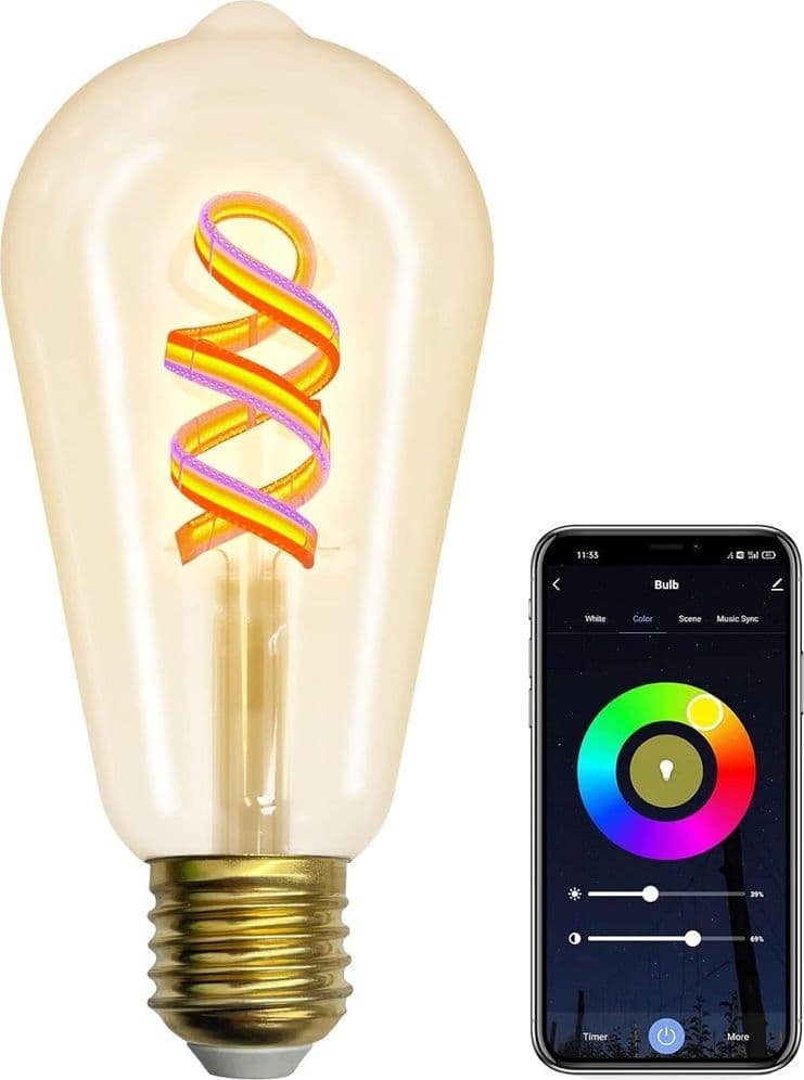LAMPADINA A FILAMENTO LED INTELLIGENTE WIFI ST64-SF E27 4,9W 1800LM ALEXA GOOGLE in Lampadine Wi-Fi Trade Shop italia - Napoli, commercioVirtuoso.it