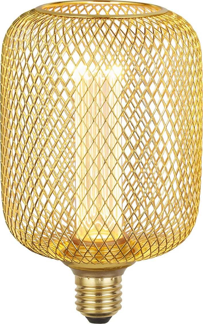 Lampadina-Contemporanea-Rete-Metallica-Acciaio-Oro-E27-3,5W-1800K
