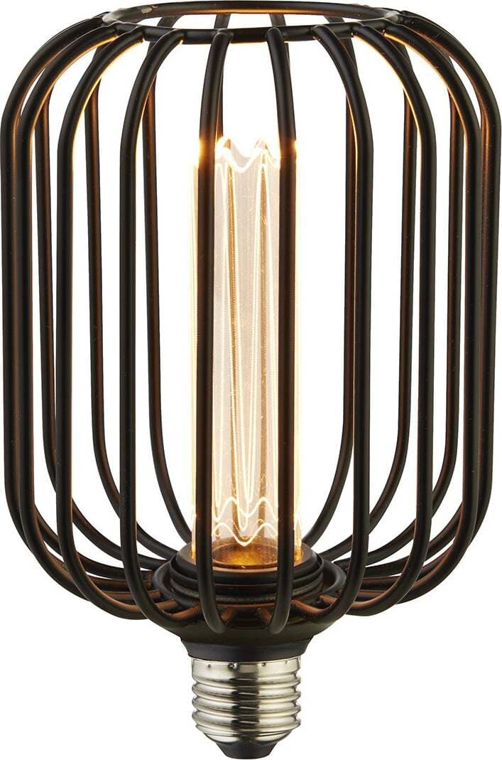 Lampadina-Contemporanea-Tamburo-Acciaio-Nero-Vetro-1-Luce-E27-3,5W-1800K