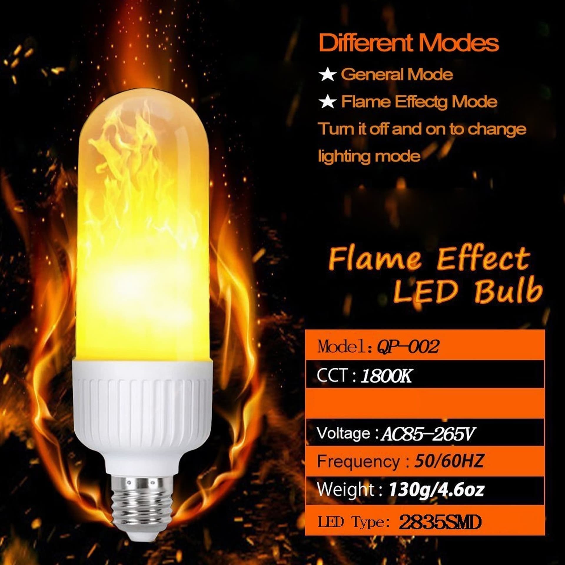 LAMPADINA LAMPADA A LED BULB EFFETTO FIAMMA FUOCO MOVIMENTO ATTACCO E27 5W WATT Illuminazione/Lampadine/Lampadine a LED Trade Shop italia - Napoli, Commerciovirtuoso.it