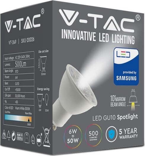 LAMPADINA LED V-TAC VT-249 PAR16 GU10 6W FARETTO SPOTLIGHT SMD CHIP SAMSUNG LUCE CALDA Illuminazione/Illuminazione per interni/Luci da incasso Zencoccostore - Formia, Commerciovirtuoso.it