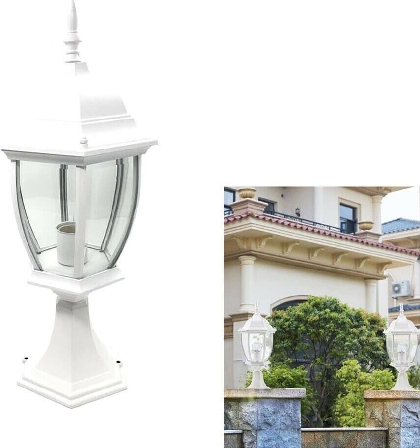 Lampioncino-Da-Cancello-Lampione-Per-Giardino-Lanterna-In-Vetro-E27-Bianco-Es45-Universo