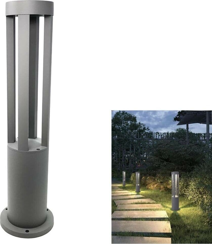 Lampioncino-Da-Giardino-Lampada-12-.-W-Led-Luce-Calda-Lampione-Esterno-Grigio-Es28-Universo