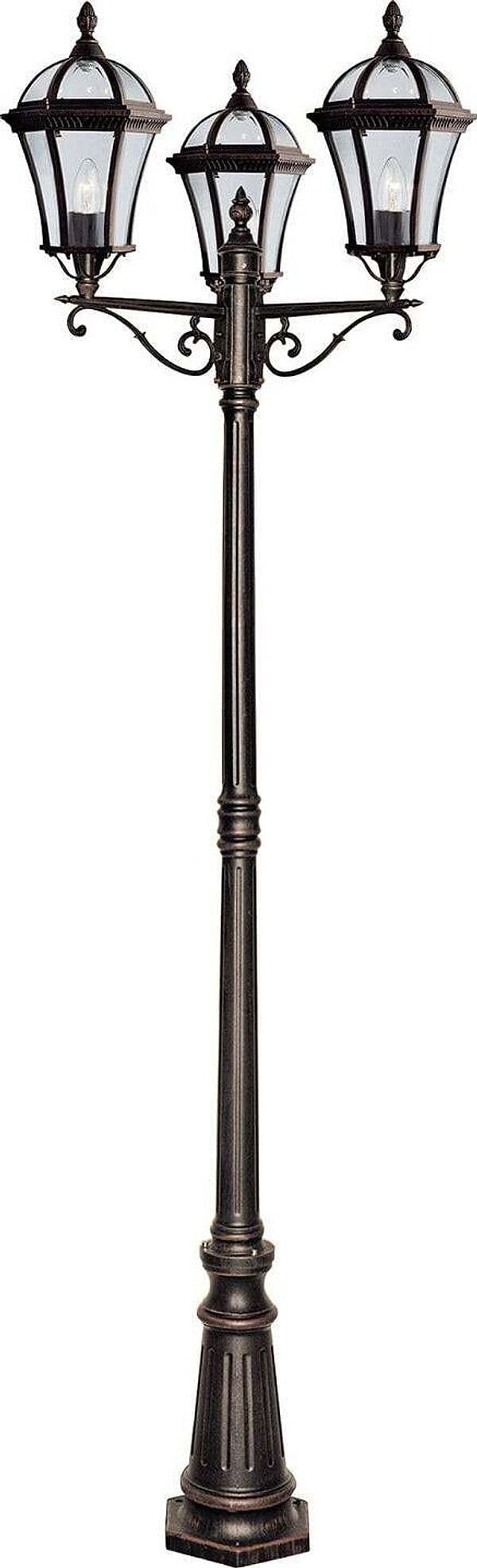 Lampione-Da-Esterno-Vintage---Decò-Capri-Alluminio-Marrone-Vetro-3-Luci-E27