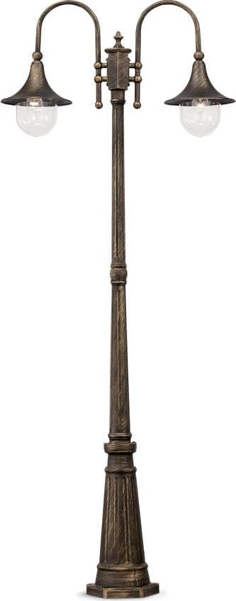 Lampione-Esterno-Rustico-Country-Cima-Alluminio-Nero-2-Luci-E27