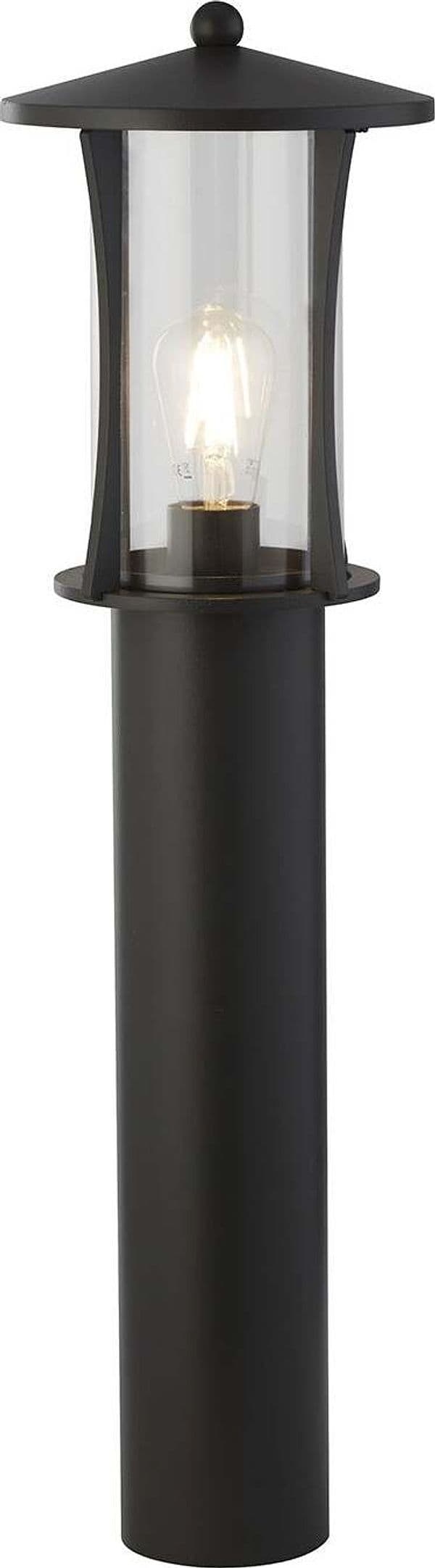 Lampione-Rustico-Country-Pagoda-Alluminio-Nero-Vetro-Trasparente-6-Luci-E27