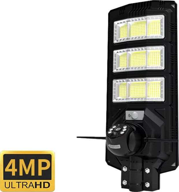 Lampione-solare-integrato-300W-COMPLETO-ALL-IN-ONE-con-telecamera-HD-4G-PTZ-Ai-4mp-V380-Pro