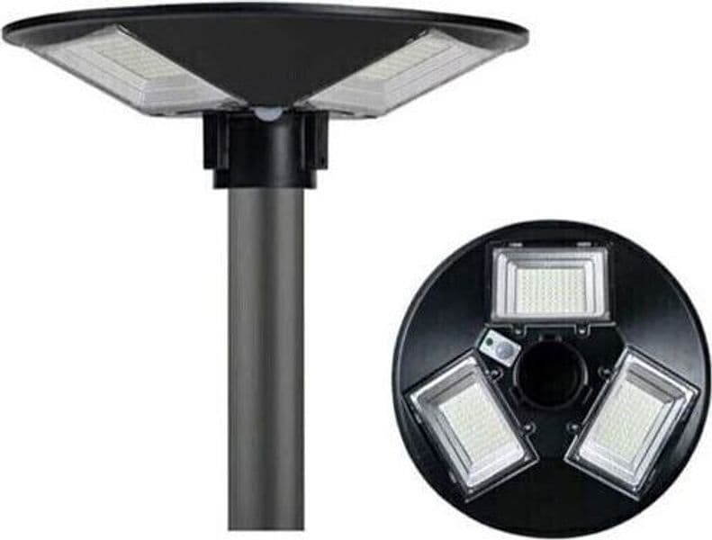LAMPIONE-STRADALE-LED-CON-PANNELLO-SOLARE-CREPUSCOLARE-150W-LUCE-FREDDA-IP66-UFO