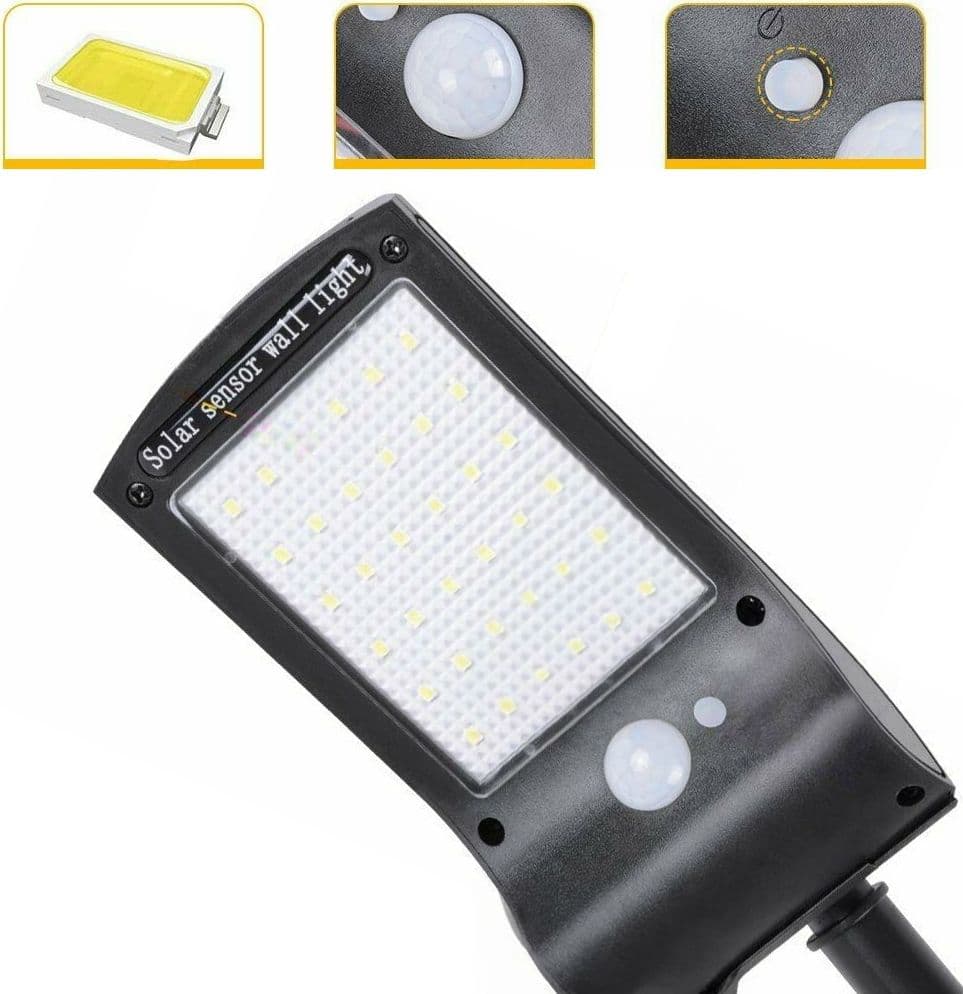 LAMPIONE STRADALE PANNELLO ENERGIA SOLARE FARO FOTOVOLTAICO ESTERNO 36 LED LUCE