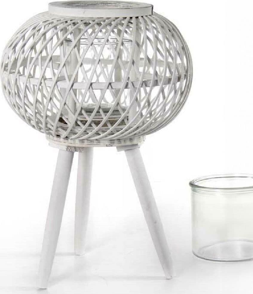 Lanterna Portacandela Con Piedi Tonda 17x46cm In Legno Bamb? Vetro Bianco 777929 Illuminazione/Illuminazione per esterni/Lanterne Trade Shop italia - Napoli, Commerciovirtuoso.it