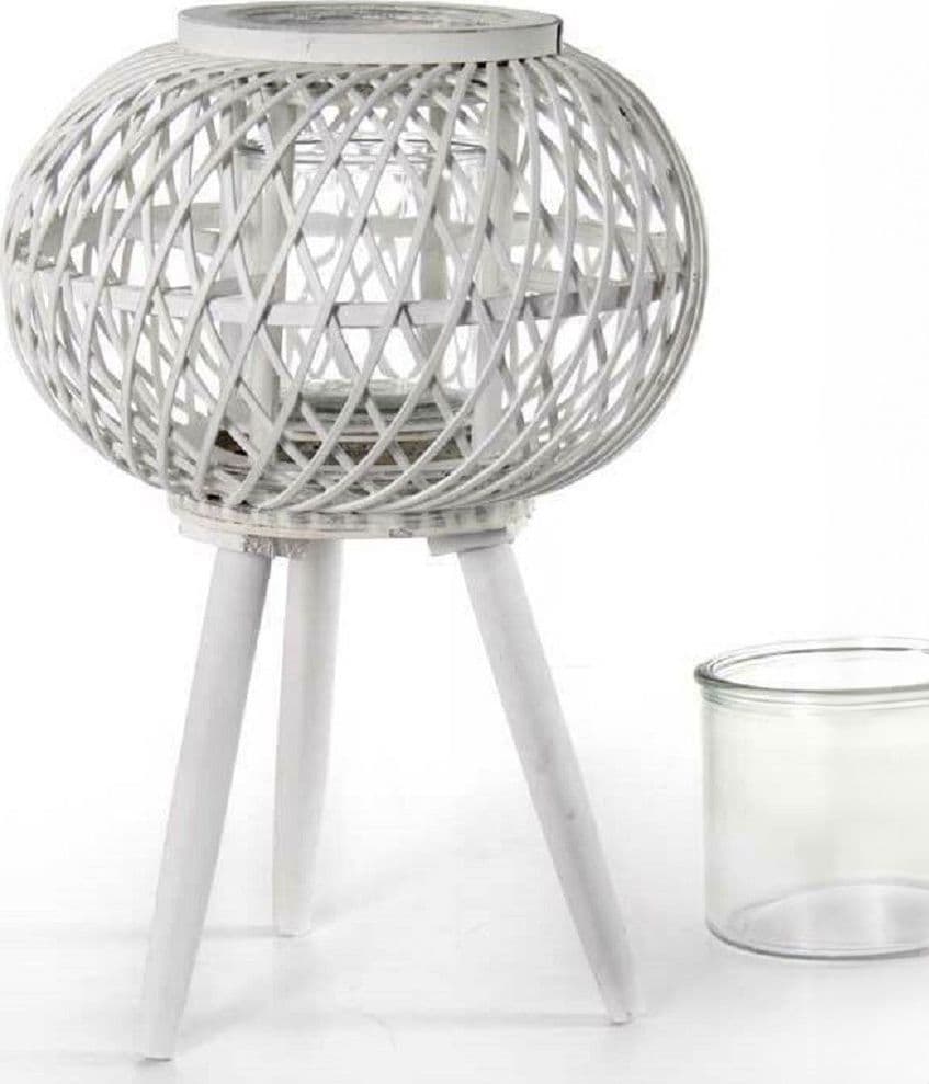 Lanterna Portacandela Con Piedi Tonda 17x46cm In Legno Bamb? Vetro Bianco 777929 Illuminazione/Illuminazione per esterni/Lanterne Trade Shop italia - Napoli, Commerciovirtuoso.it