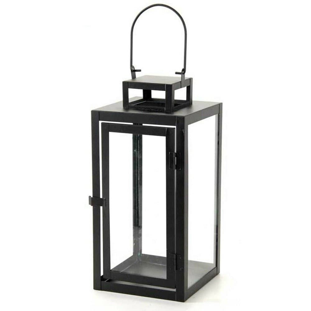 Lanterna Portacandela In Vetro Metallo Nero 15x15x32cm Moderna Industrial 765001 Illuminazione/Illuminazione per esterni/Lanterne Trade Shop italia - Napoli, Commerciovirtuoso.it