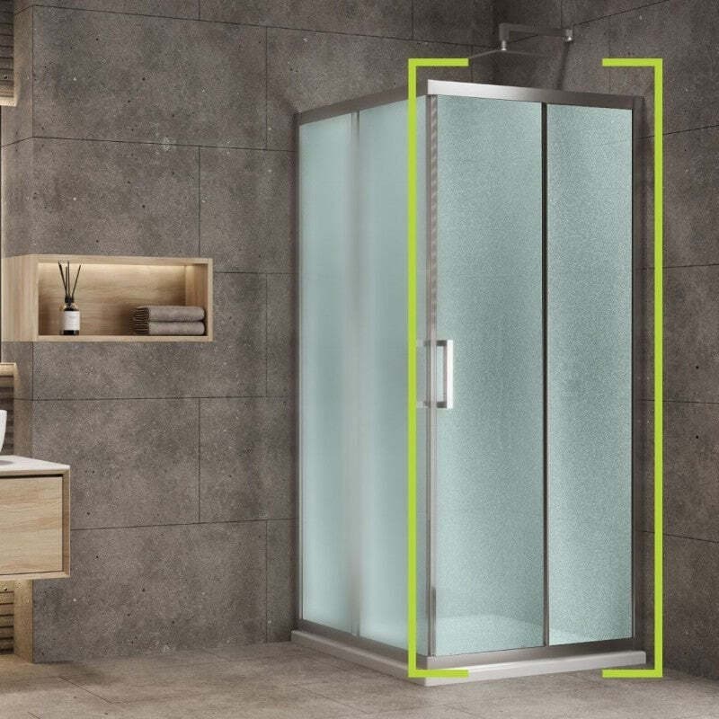 Lato-Porta-Box-Doccia-Angolare-Nicchia-Dafne-Cristallo-6-mm-70-cm-Stampato