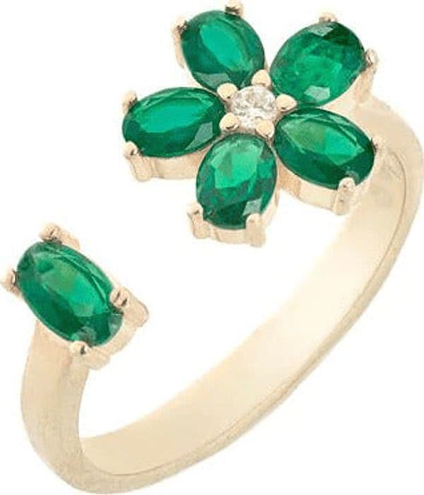 LAURA-P.-ANELLO-Donna-A-FIORE-ZIRCONI-OVALI-VERDI