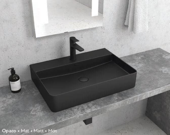 Lavabo Da Appoggio 50x42 In Ceramica - Nero Opaco Fai da te/Attrezzature per cucine e bagni/Attrezzature per bagni/Lavandini bagno/Lavabi Shopbagno.it - Roma, Commerciovirtuoso.it