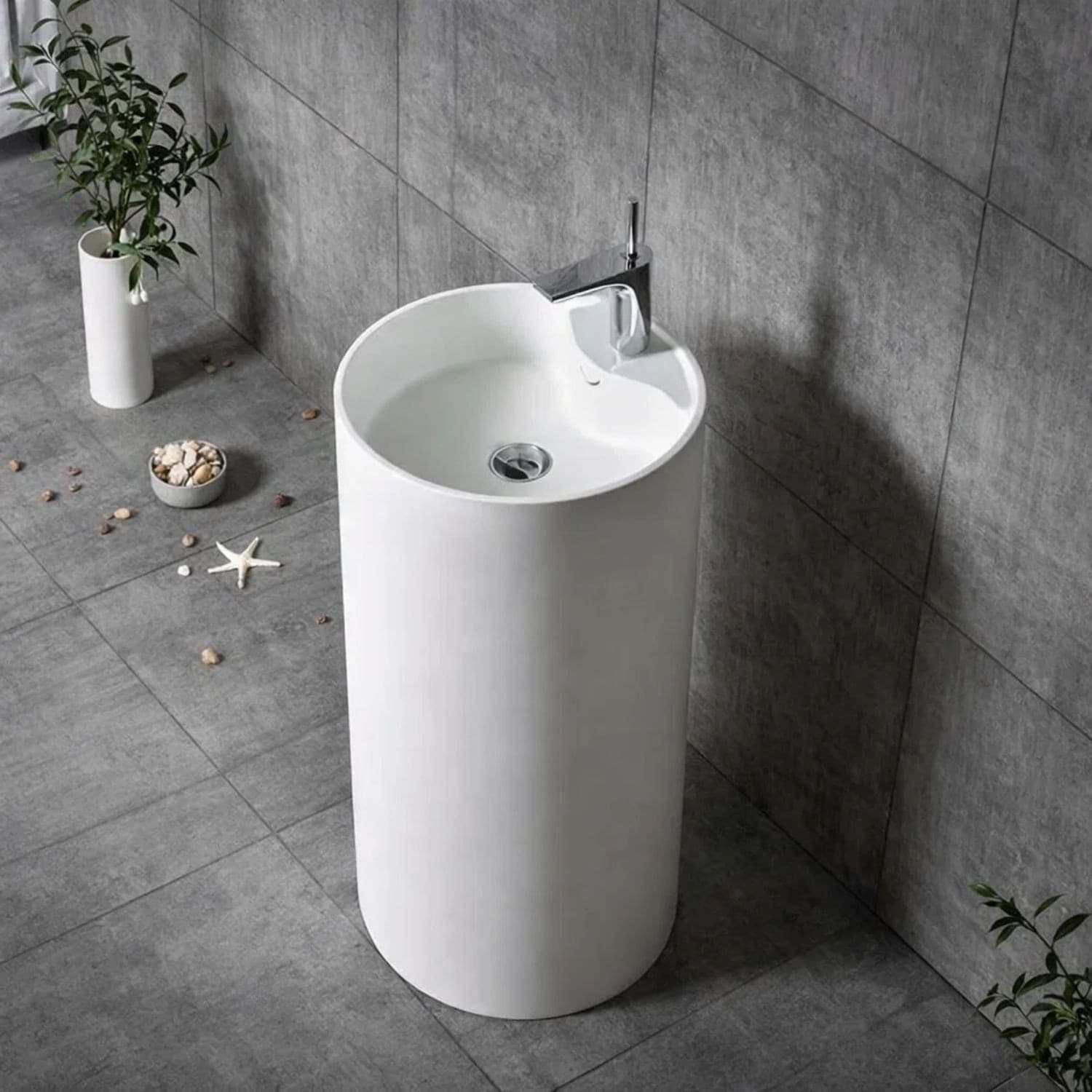 Lavabo Monoforo Free Standing Klaus Plus Artificial Stone Bianco Opaco Matt Fai da te/Attrezzature per cucine e bagni/Attrezzature per bagni/Lavandini bagno/Lavabi Ogomondo - Martina Franca, Commerciovirtuoso.it