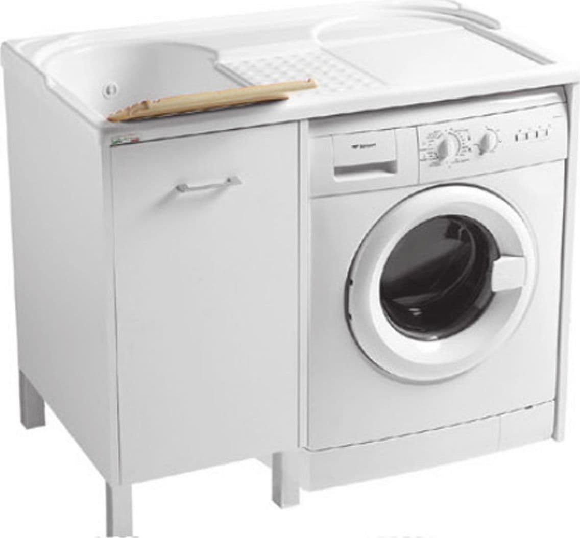 Lavatoio Colavene Domestica Vasca a Sinistra Con Piedini 106x50 Bianco Per Inserimento Lavatrice