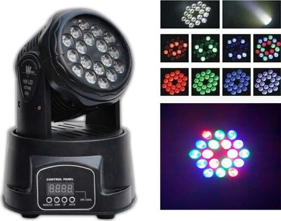 LED MINI Moving Head light luce 18x3W raggio RGB La lampada party feste