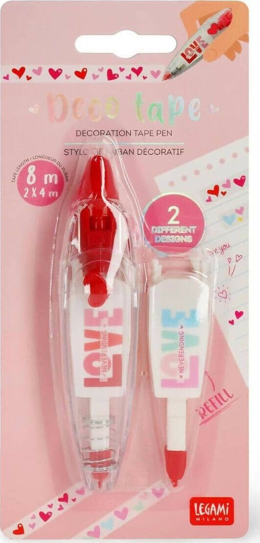 Legami---Penna-a-nastro-per-Decorare,-Deco-Tape,-Nastro-decorativo-con-Cuori,-Penna-con-Decorazioni-Ricaricabile,-Penna-a-Scatto-con-Motivo-Amore,-Lunghezza-4-metri,-Cuoricini