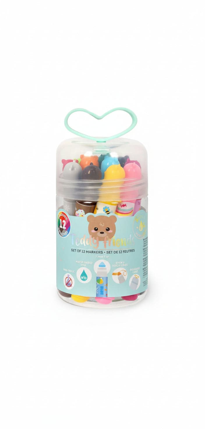 Legami - Set Di 12 Pennarelli - Teddy Friends Marker Orsetti Colorati A Base D’acqua, Non Tossici, Lavabili Cancelleria e prodotti per ufficio/Penne matite scrittura e correzione/Marcatori ed evidenziatori/Pennarelli per disegno Cartoleria Deja Vu - Crotone, Commerciovirtuoso.it
