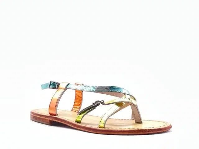 LES TROPEZIENNES Sandalo donna multicolore metallizzato con fondo in cuoio in Sandali moda Calzature Durello - Agna, commercioVirtuoso.it