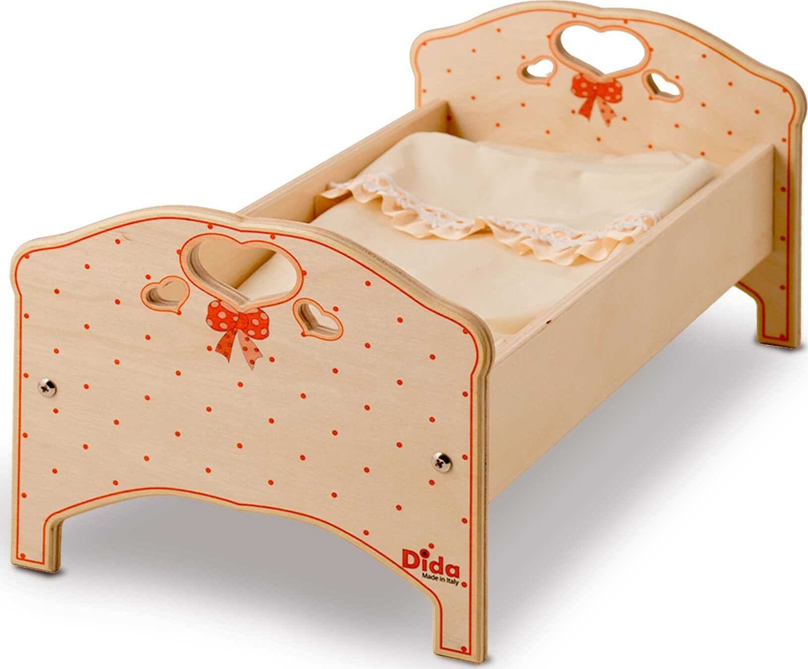 Lettino Per Bambole - Fiocco in Legno Gioco per Bambine Dida