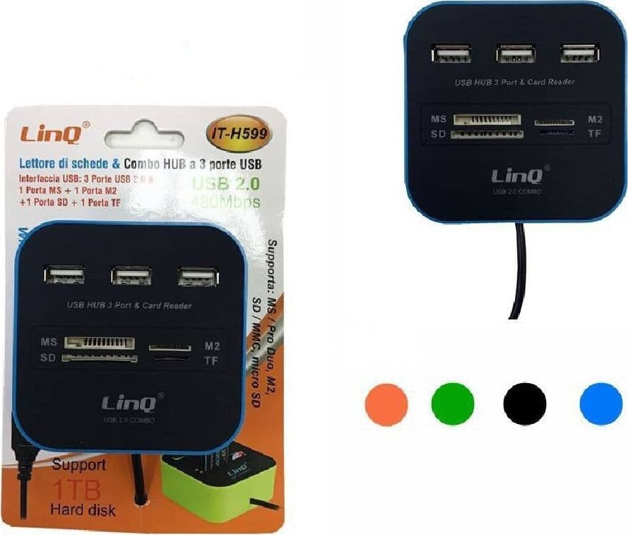 Lettore Schede Memory Card Reader Combo Hub 3 Porte Usb 2.0 Ms M2 Sd Tf It-h599 Elettronica/Informatica/Accessori/USB Hub Trade Shop italia - Napoli, Commerciovirtuoso.it