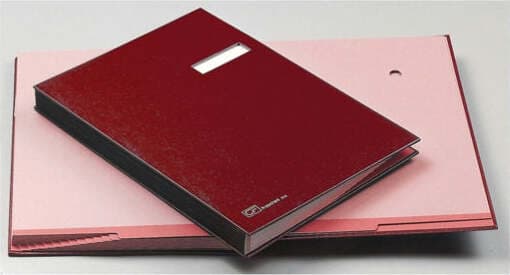 Libro firma - 18 intercalari - con porta etichette - 24x34 cm - rosso - Fraschini Cancelleria e prodotti per ufficio/Archivio ufficio e accessori per scrivania/Modulistica e conservazione registri/Libri e registri contabili Eurocartuccia - Pavullo, Commerciovirtuoso.it