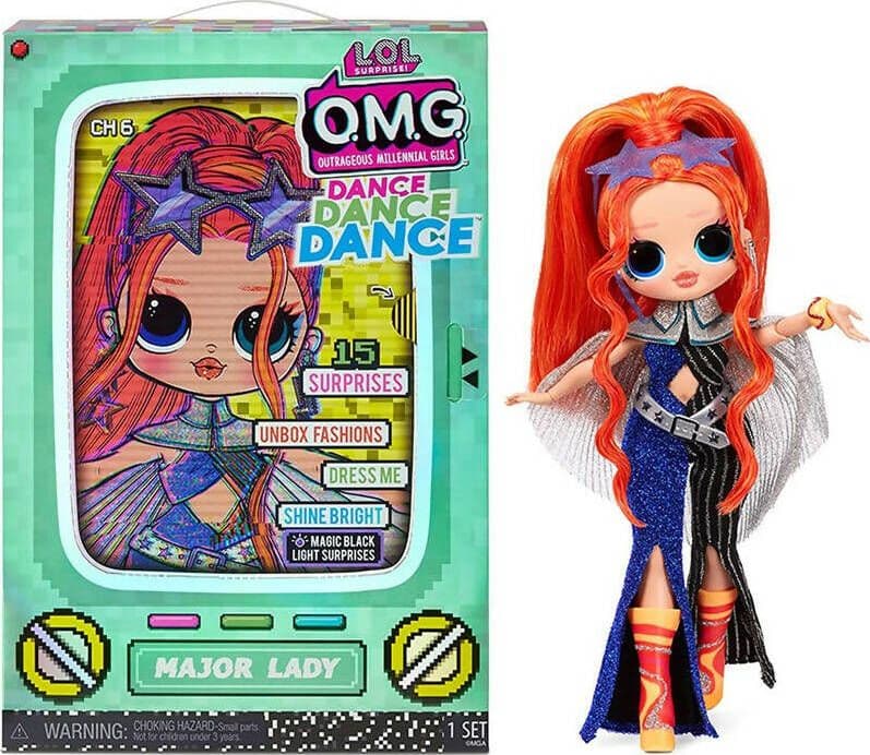 L.o.l.-Surprise!-Omg-Dance-Dance-Dance-Bambola-Major-Lady,-Con-15-Sorprese,-Abiti-Firmati,-Black-Light-Magica,-Accessori-Di-Moda,-Scarpe,-Supporto-E-Confezione-Tv,-Adatto-Dai-4-Anni-In-Su-Mga