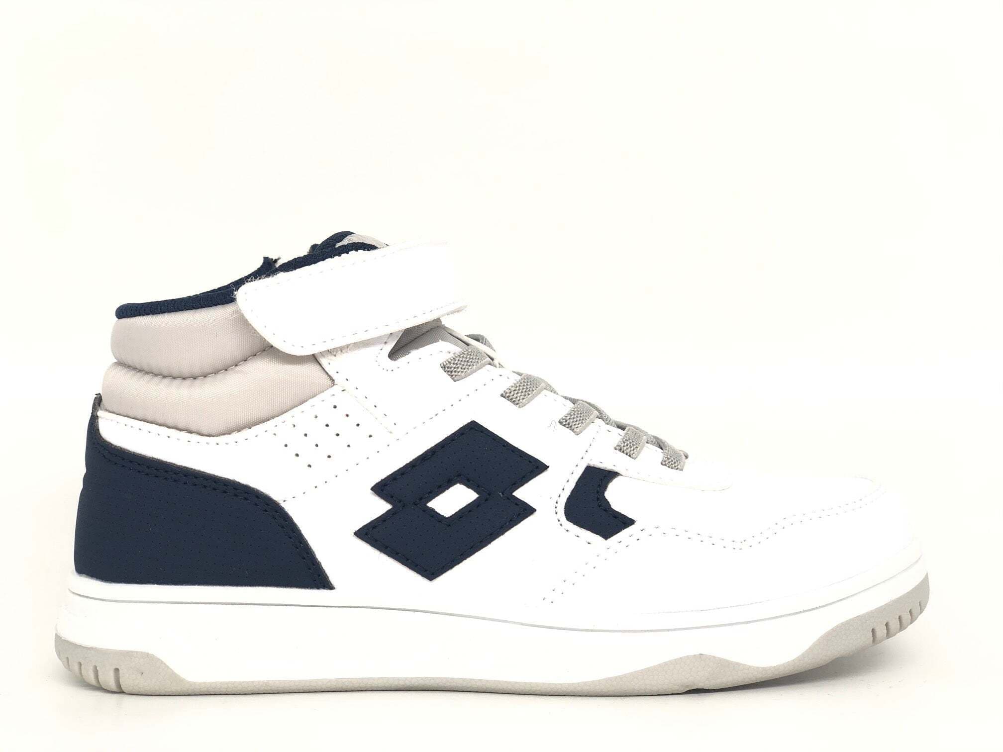 LOTTO Sneaker bimbo mid in ecopelle bianca con strappo e lacci elastici in Sneaker casual Calzature Durello - Agna, commercioVirtuoso.it