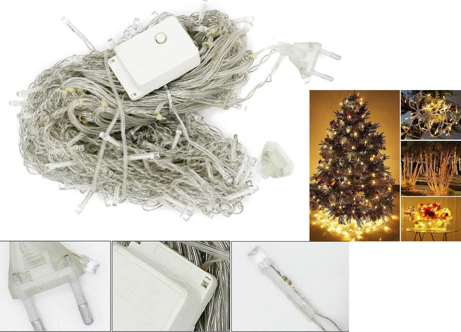 Luci a LED Pinpoxe lucine a LED Natale impermeabili Bianco Caldo 93 LED Collana da 4 Metri di lunghezza in Catene luminose 85cento.it - Potenza, commercioVirtuoso.it