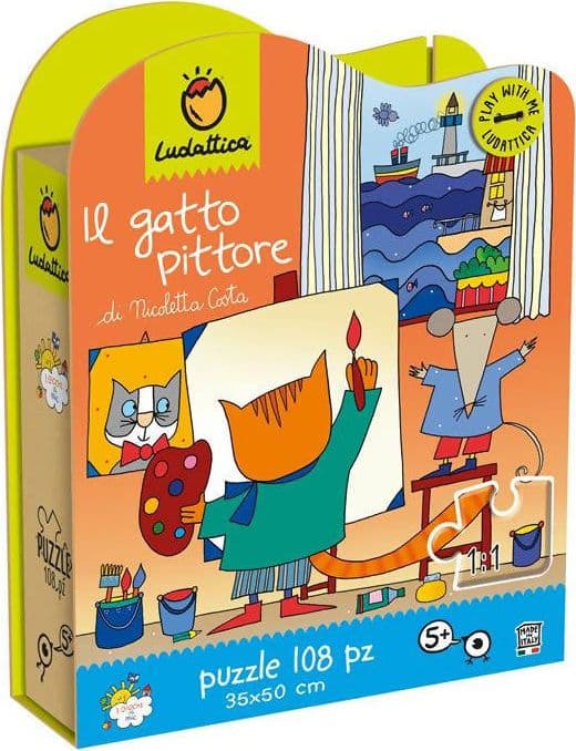 Ludattica Il Gatto Pittore Di Nicoletta Costa Puzzle 180pz. Puzzle per Bambini Colorato Dai 3 Anni 36x50cm in Puzzle classici Cartolibreria La Fenice - Spadafora, commercioVirtuoso.it