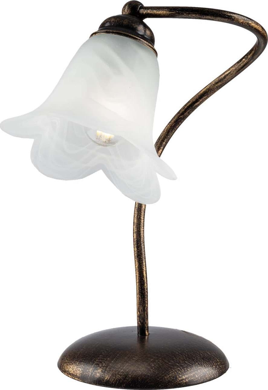 Lumetto-1-Luce-Alice-Ferro-Battuto-Marrone-E-Oro-Vetro-Bianco