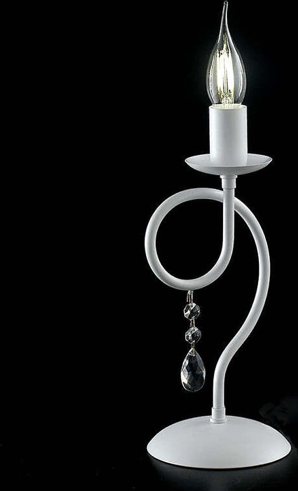 Lumetto-Classico-1-Luce-Ferro-Bianco-Shabby-e-Cristalli-Serie-Elegant