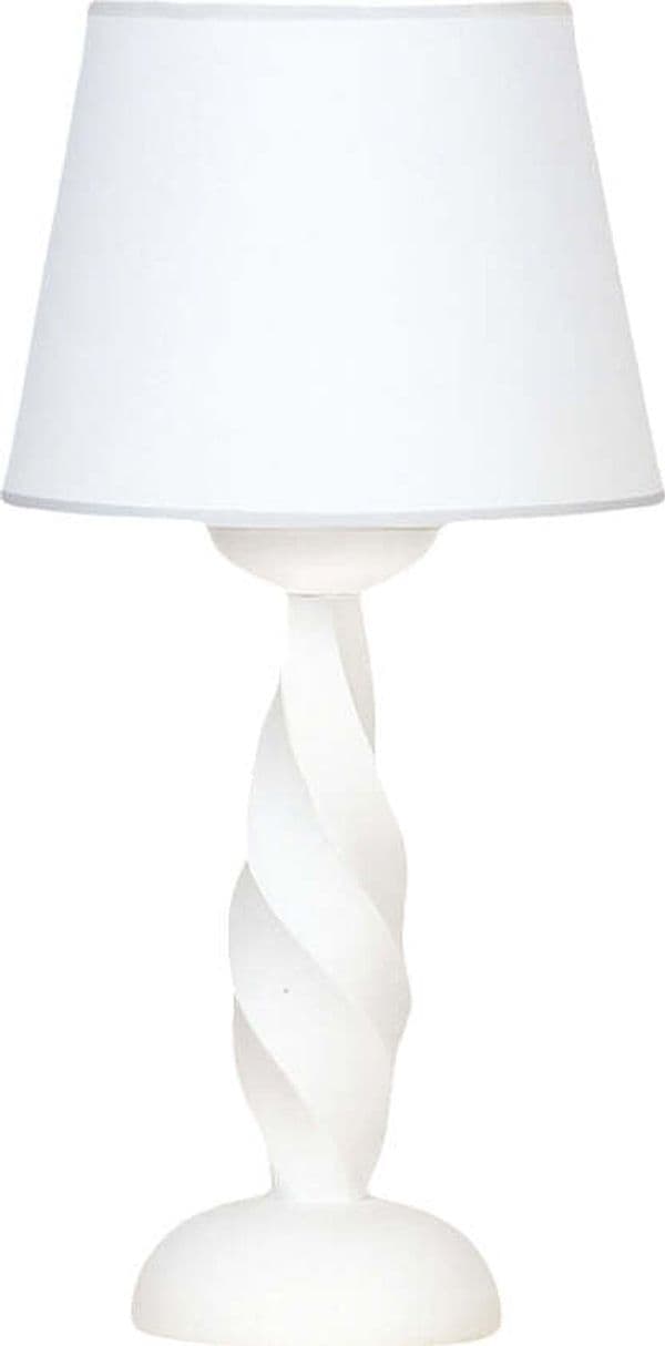 Lumetto-In-Legno-Classico-Bianco-Opaco-Con-Paralume-1-Luce-Coromorano