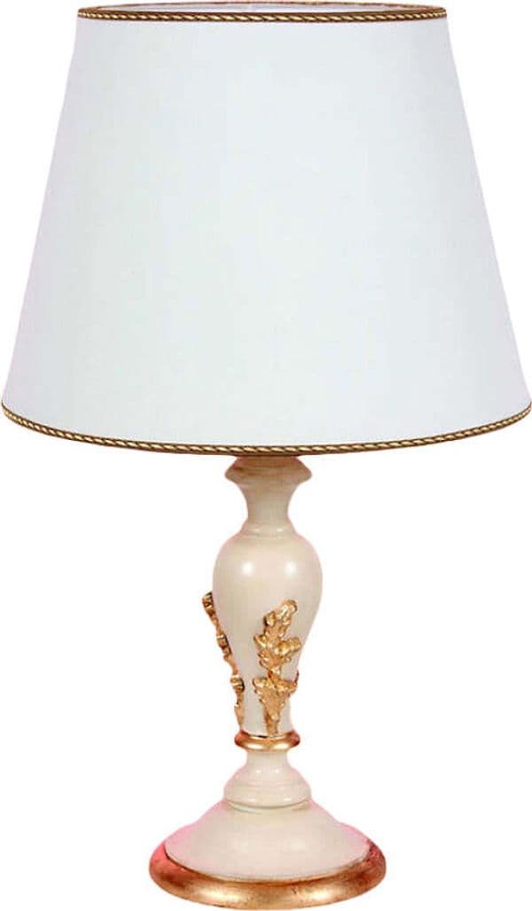 Lumetto-In-Legno-Classico-Crema-Oro-Con-Paralume-1-Luce-Pavoncelle