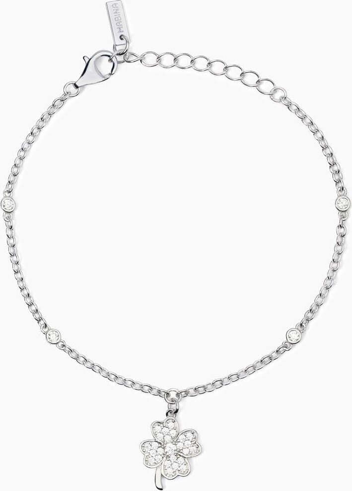 Mabina----Bracciale-in-argento-con-catena-e-quadrifoglio-BUONA-FORTUNA