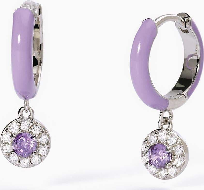 Mabina---Orecchini-a-cerchio-in-argento-con-smalto-viola-e-ametista-sintetica
